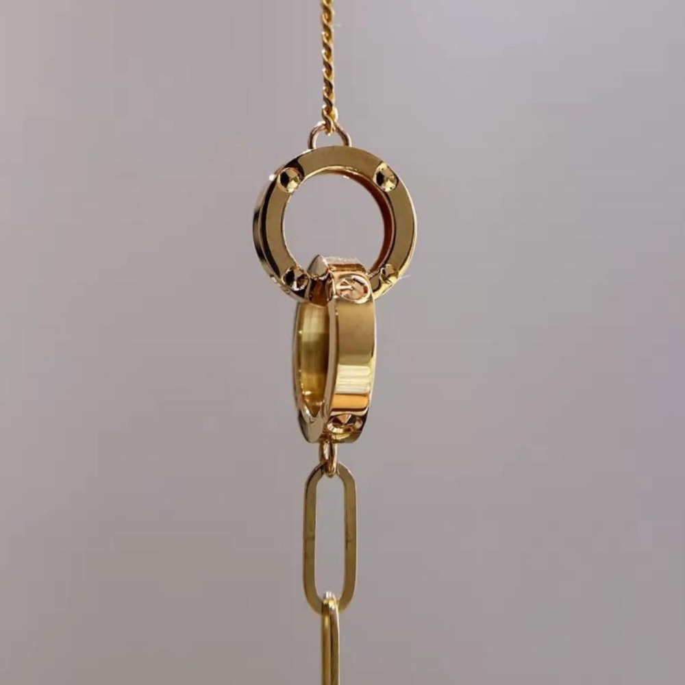 🌟Luxurious  AU750 Pure 18K Solid Gold Paperclip Chain Bracelet with Double Charm